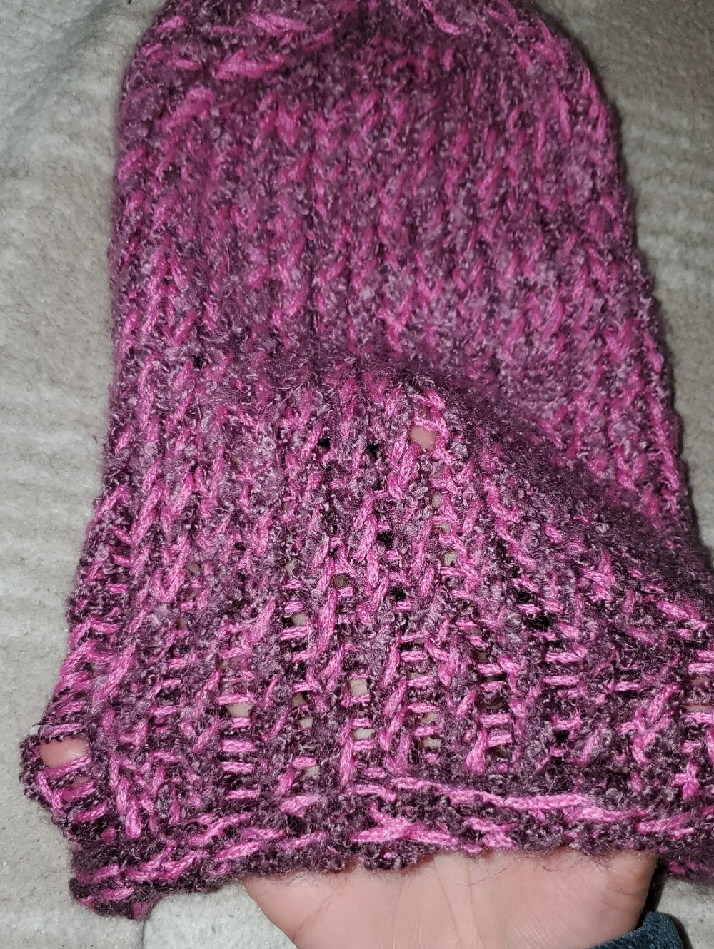 5 for $25 | Handmade Loose Knit Pink and Mauve Beanie